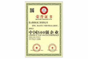 Honorary Certificate of China's Top 500 Enterprises